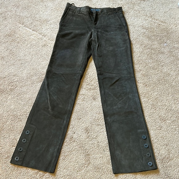 RALPH LAUREN BLUE LABEL OLIVE SUEDE RIDING PANTS JEANS SIZE 2 - Picture 2 of 9